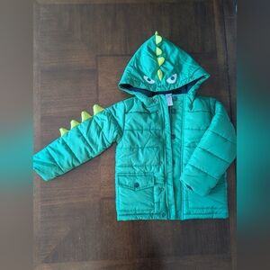 Green Dinosaur Hooded Puffer Coat
